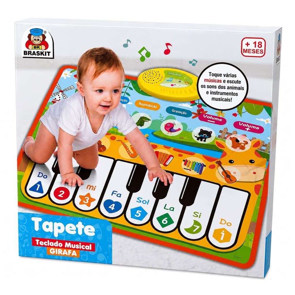Tapete Teclado Musical Infantil Girafa Interativo - Braskit