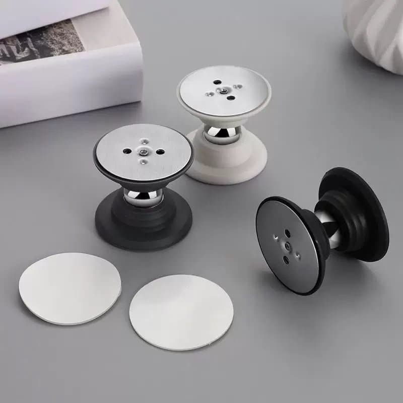 Prendedor Batetor Trava Fixador Para Porta Imã Magnético Adesivo Inox Preto e Branco