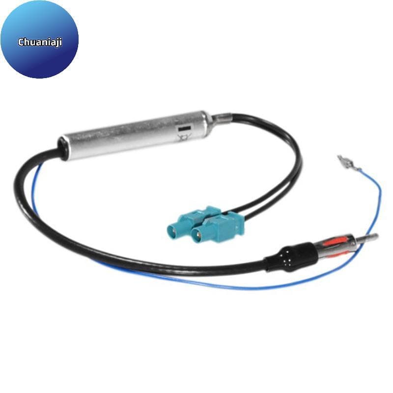Chuaniaji Carro Estéreo FM AM Antena Amplificador De Sinal Duplo Fakra DIN Plug Conversor Adaptador Para Volkswagen Audi