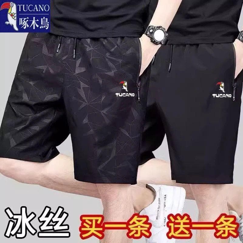 Woodpecker verão calças cortadas de seda gelo dos homens ao ar livre de secagem rápida Shorts esportivos soltos tamanho