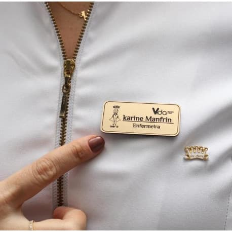 Broche Personalizado 5,5cmx2,5cm Acrílico Espelhado Botton Identificação Profissional