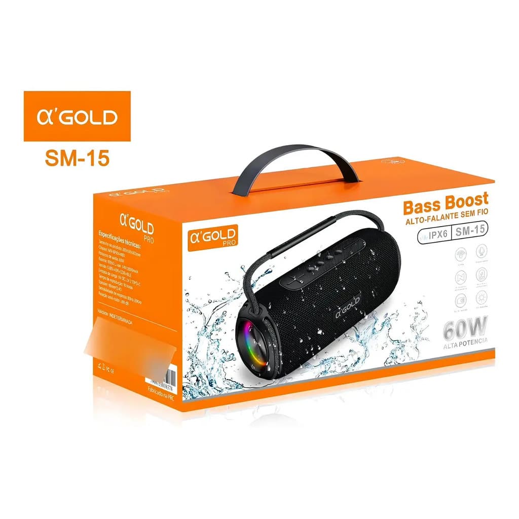 Caixa De Som Portátil Bluetooth Bass Boost Grave Potente 60w