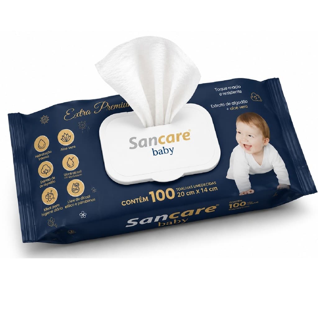 toalhas lencos umedecidas 100 unidades extra premium baby sem alcool