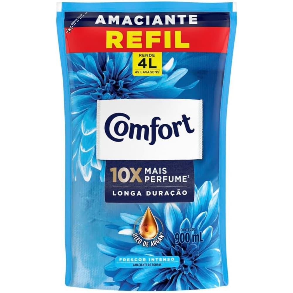 Amaciante Concentrado Comfort Frescor Intenso Refil 900ml 1/2/3 Un | Cheiro Duradouro