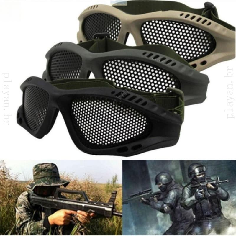 Óculos de proteção táticos de segurança, máscara de airsoft em malha