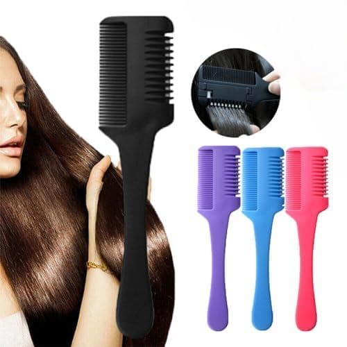 6 peças: pente de corte, pente para aparar cabelo, tesoura de corte de dupla face, lâminas de barbear de dupla face, pen