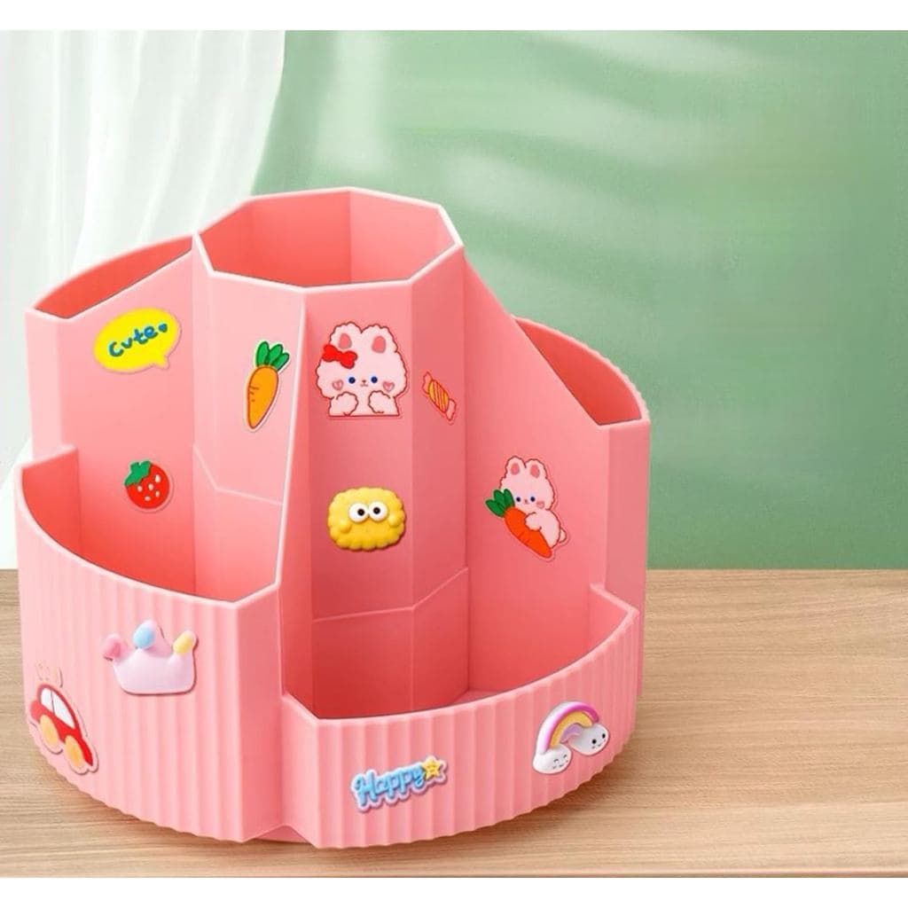 Porta-canetas giratório, organizador de canetas de plástico para mesa com 5 compartimentos, organizador de material de e