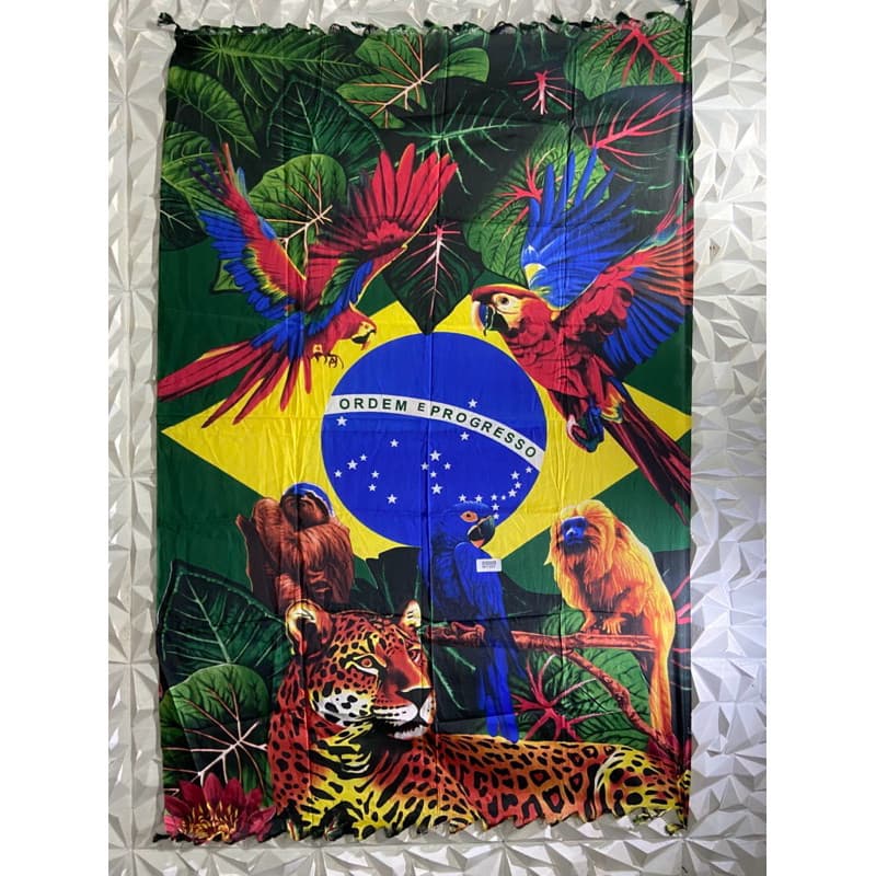 canga de Praia Brasil copa do mundo animais floresta saída de Praia Grande tecido poliéster