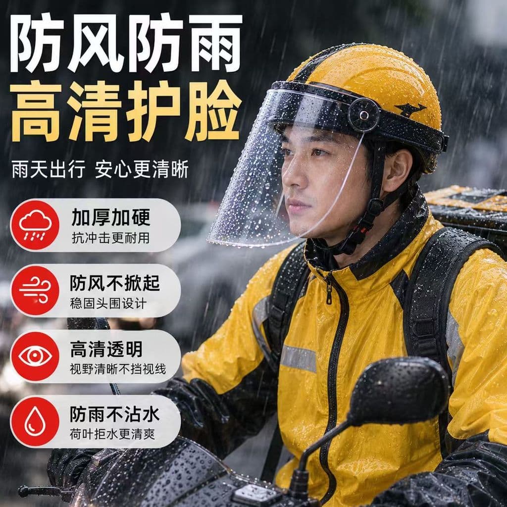 Boné de chuva transparente para viagem, boné de chuva para motocicleta elétrica, à prova de chuva, à prova de vento, HD,