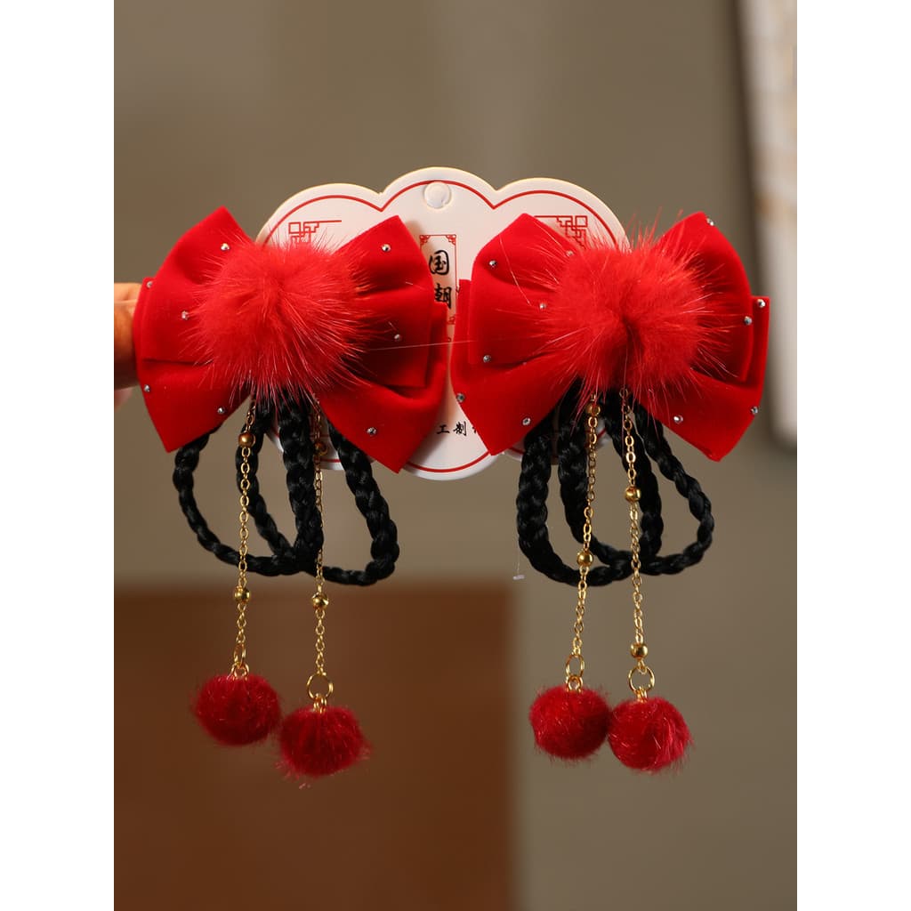 Crianças ano novo vermelho Hairpin arco acessórios de cabelo antigo ano novo chinês Headwear estilo chinês meninas Hanfu