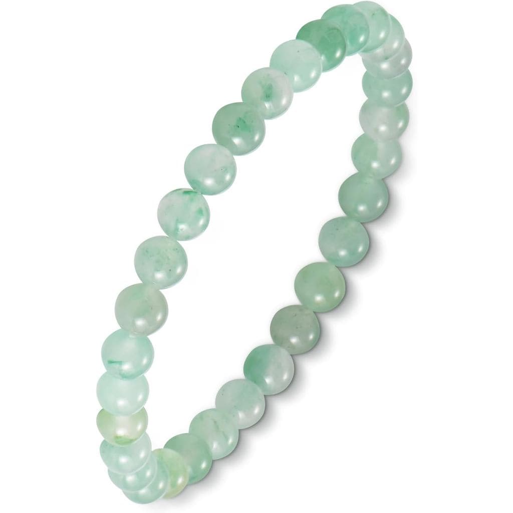 Pulseiras de Jade Africano para Mulheres e Homens, 6,8 polegadas, Pulseira Elástica de Cristal de Jade Africano com Cont