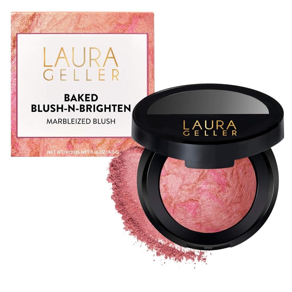LAURA GELLER NEW YORK Blush-n-Brighten para Pele Madura - 01 Pink Buttercream - Blush em Pó que Não Acumula nas Linhas F