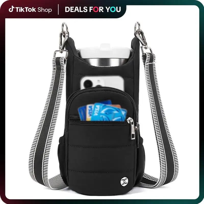 Bolsas Transversais Telena para Mulheres e Homens, Porta-Celular, Porta-Garrafa de Água com Alça, Portátil para Caminhad