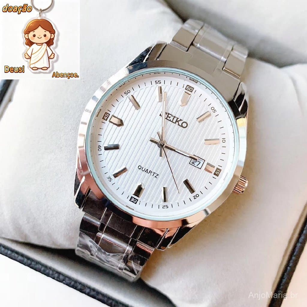 Relógio Casual De Luxo Masculino Calendário De Quartzo Faixa De Aço À Prova D'água