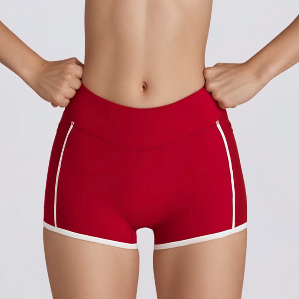 Novos Shorts de ioga com listras coloridas, abdômen, estreito, levantamento de quadril, uso externo, corrida rápida @