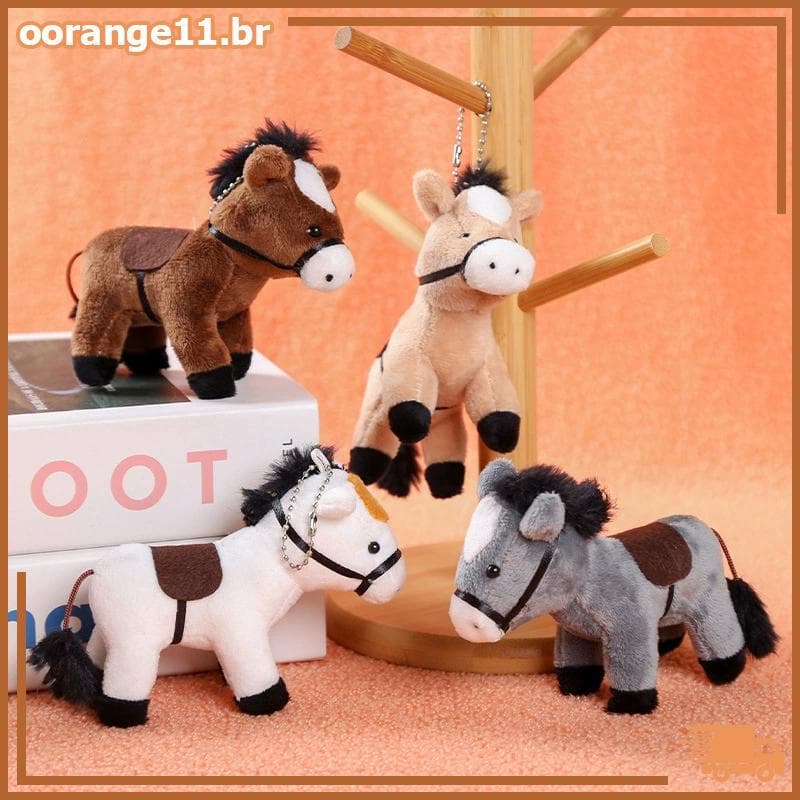 OORAN Pônei De Cabelos Compridos Boneca De Cavalo De Pelúcia Chaveiro Macio Marrom Bicho Pingente Presente