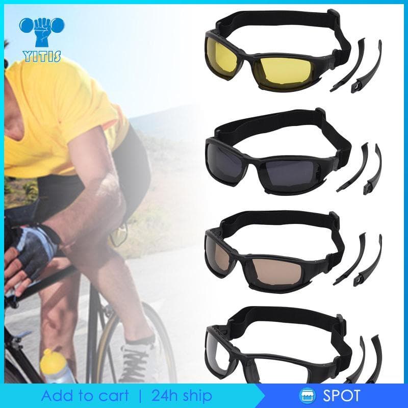 [Yitis] Óculos Esportivos De Proteção À Prova De Vento Arranhões Cabeça Leve Ajustável Desgaste Confortável Material De