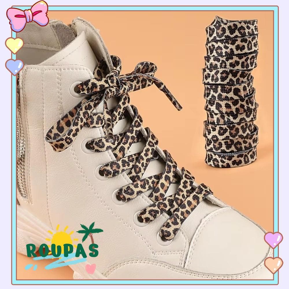 ROUPAS 1 Par De Cadarços De Tênis De 120 Cm , Esportivos De Formato Plano Com Estampa De Leopardo , Substituir Sapato De