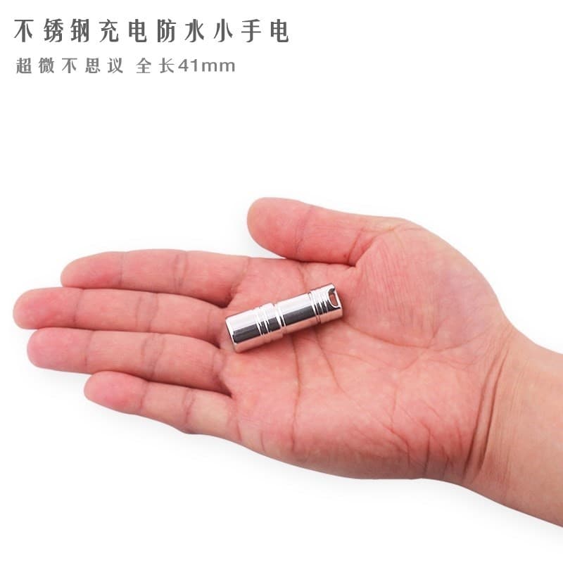 Ultra-Micro Mini lanterna de luz forte de aço inoxidável criativo usb recarregável à prova dwaterproof água ao ar livre