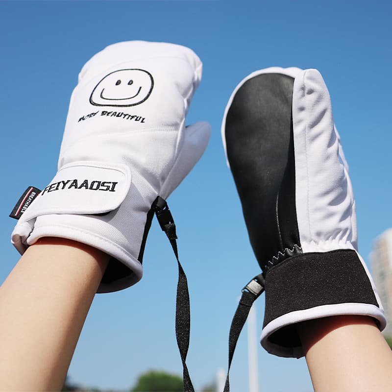 Folheado luvas de esqui feminino masculino profissional impermeável quente à prova de vento à prova de frio dedo duplo a