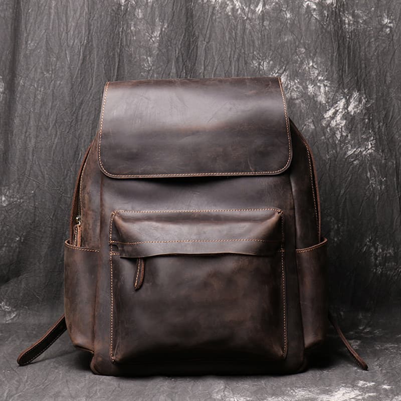 Retro Casual mochila de couro genuíno primeira camada de couro grande viagem computador mochila nova bolsa de couro de c