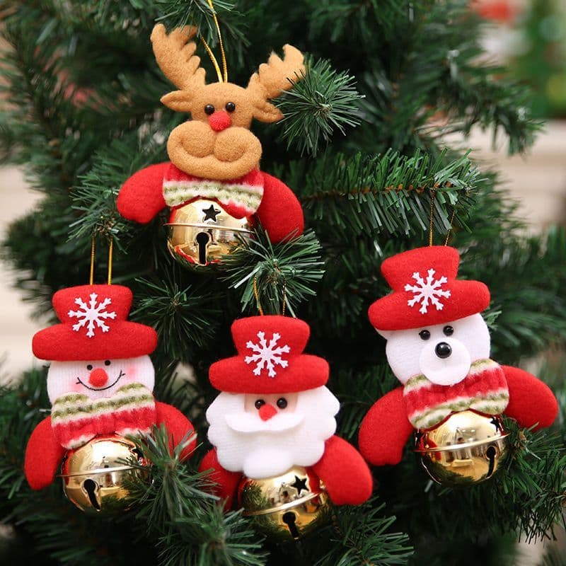 Natal pequeno pingente sino presentes de papai noel pequenos presentes enfeites de árvore de natal dos desenhos animados