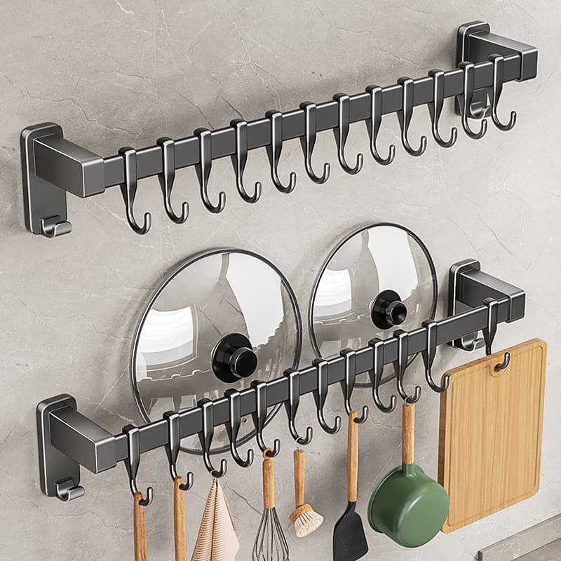 Gancho de cozinha sem perfuração cabide rack pá fixado na parede rack espátula colher multifuncional faca rack armazenam
