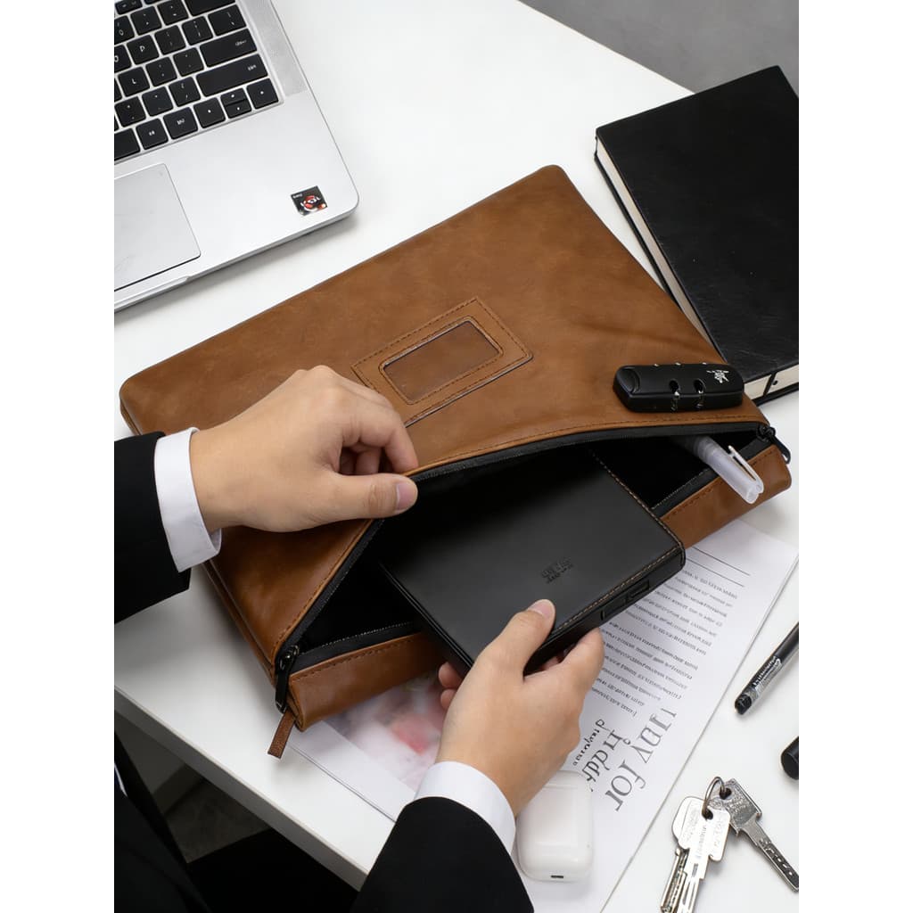 Bolsa de arquivo de escritório com bloqueio de combinação A4 Bolsa de armazenamento de fatura de contrato de carteira de