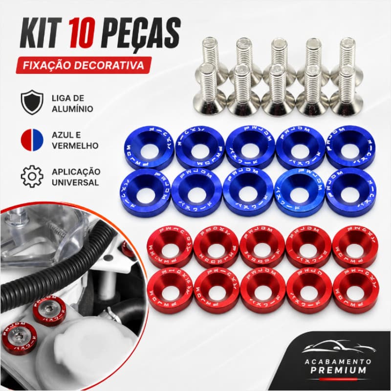 Kit 10/20 Peças Parafusos Conjunto Arruelas E Parafusos M6 Fender JDM 20mm Para Carro Universal Motocicleta