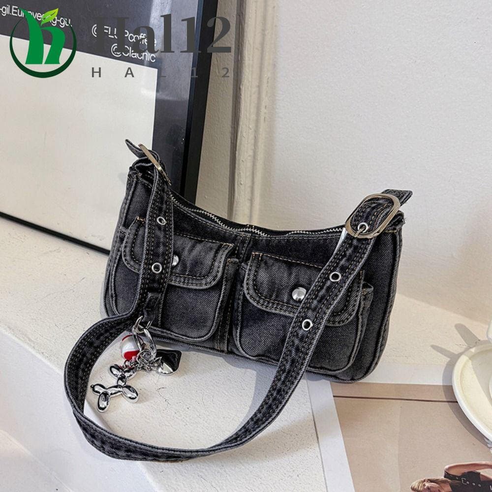 HALB Bolsa De Ombro Picante Para Meninas , Axilas Y2K Jeans Retrô Axila Crossbody Pano