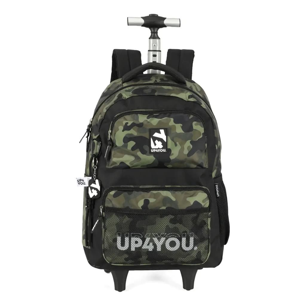 Mochila Rodinhas Escolar Camuflada Militar Luxcel Up4you
