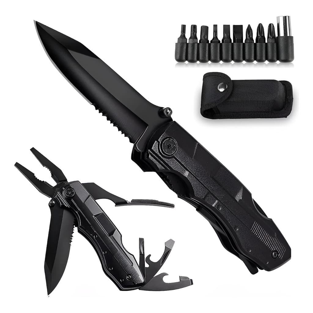 Canivete Tatico Multifuncional Pesca Campismo Faca Aços 19cm