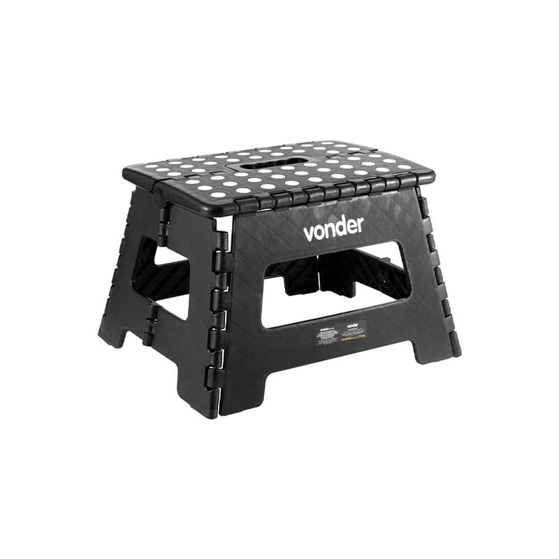 Banqueta Plastica Baixa Dobravel 22cm Preta Vonder