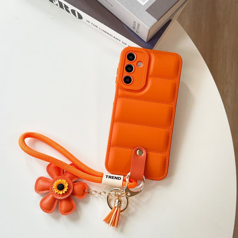 Jaqueta De Luxo Com Alça De Pulso De Girassol Para Samsung Galaxy A26 A17 A07 A36 A56 A54 A55 A06 A16 A05s A14 A15 A24 A