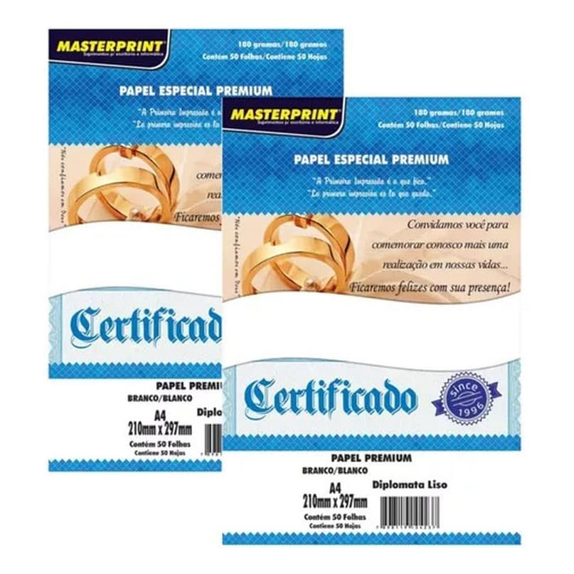Papel Premium Diplomata Liso Offset A4 Azul 180g/m 100folhas