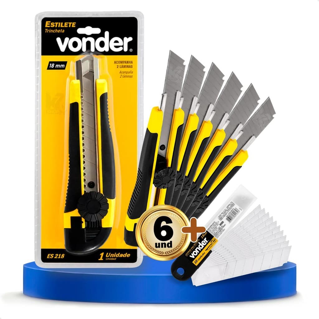 Kit 6 estiletes Vonder 18mm ES218 + 10 Laminas