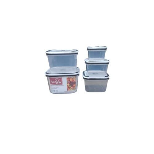Conjunto 5 Potes Herméticos Quadrados com Tampa – Plástico Livre de BPA, Cozinha Organizada 🍲✨