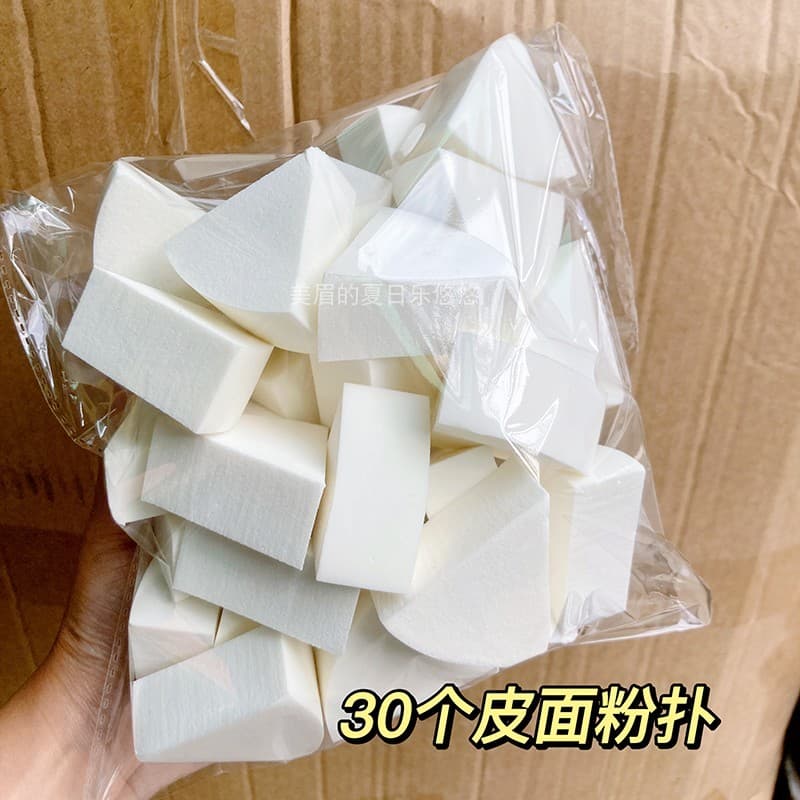30 esponja Triangular de couro, esponja de superfície de couro, pó branco, Base de creme, maquiagem dedicada, ferramenta
