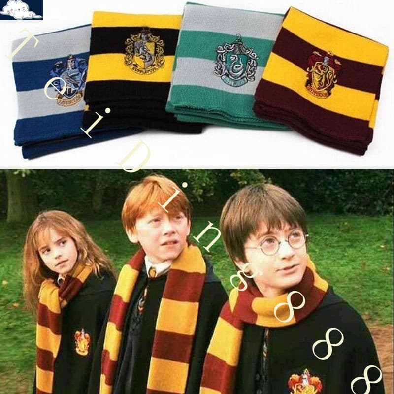 Harry Potter Scarf Gryffindor Slytherin Hufflepuff Ravenclaw Crachá Cachecol Acessórios