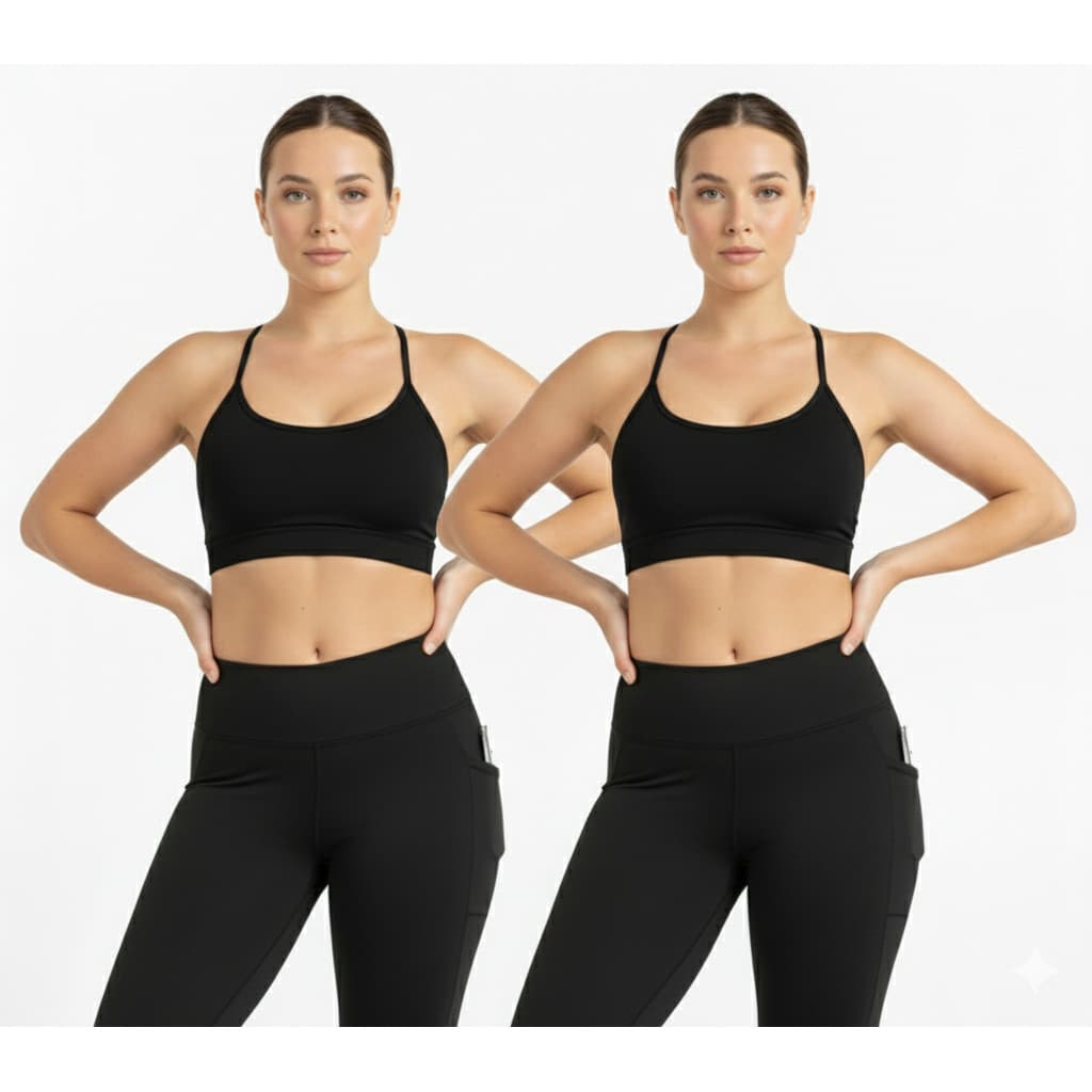 Kit 2 Tops Básico Fitness Alcinha Sem Bojo Feminino Academia Preto Azul Cinza Crossfit