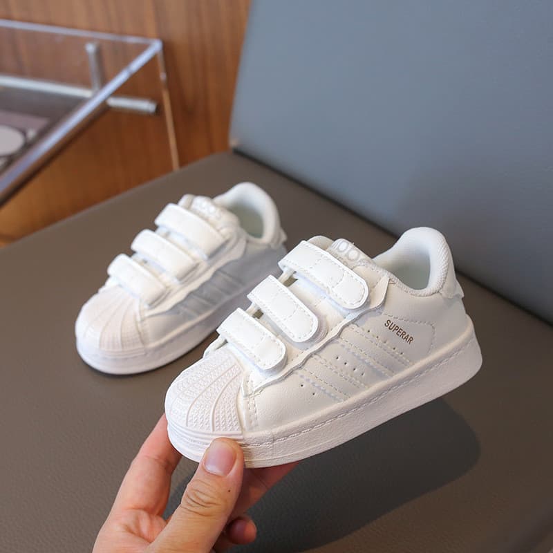 Moda minimalista meninos e meninas sapatos casuais branco solas macias Anti-colisão tênis deslizantes 2-10 anos de idade