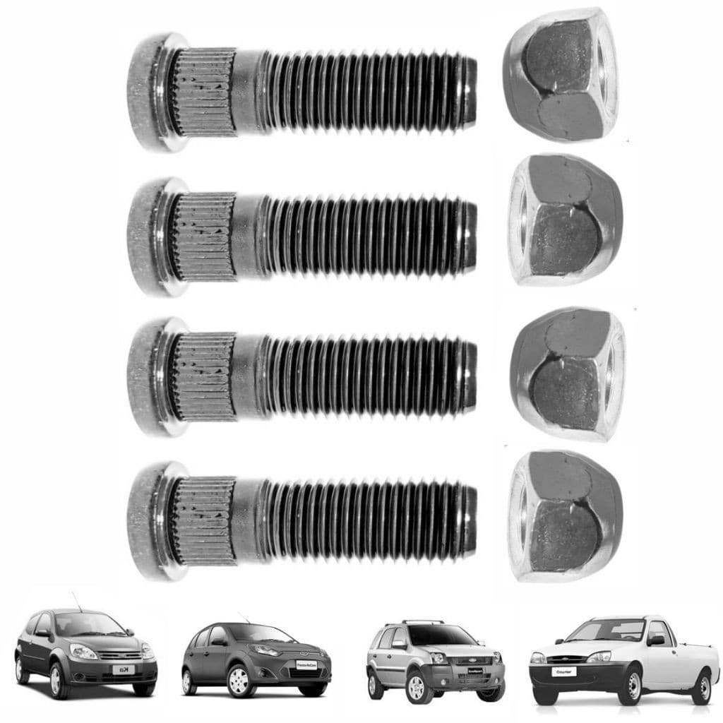 Kit Prisioneiro C/ Porca Roda Ford Ka/fiesta/ecosport /Courier  4 Pçs Parafuso de roda Porca 12x1.5