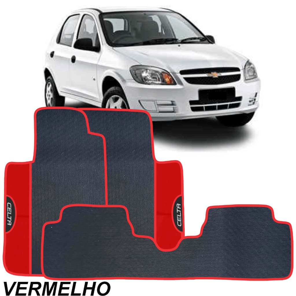 Jogo Tapete Celta 2001 a 2015 3 Peças Emborrachado Vermelho Sob Medida Impermeável Antiderrapante
