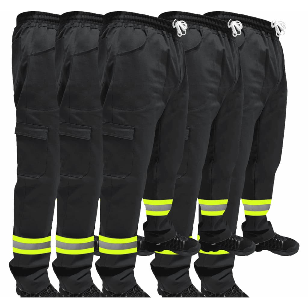 Kit C/ 10 Calça de Uniforme Servente Brim Profissional Reforçada Com Faixa Refletiva Verde
