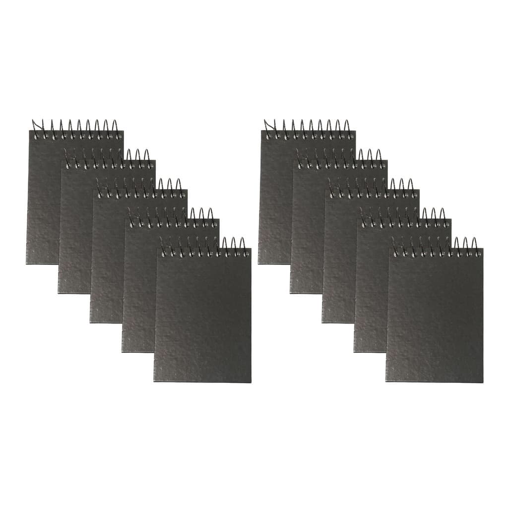 Kit 10 Mini Caderneta Espiral Preta 1/16 Capa Dura 64 Folhas