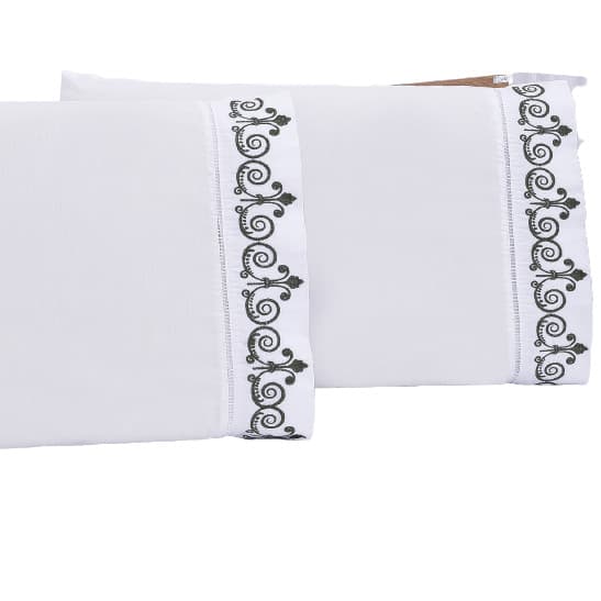 Jogo lençol quarto casal king bordado 3peças branco Petróleo