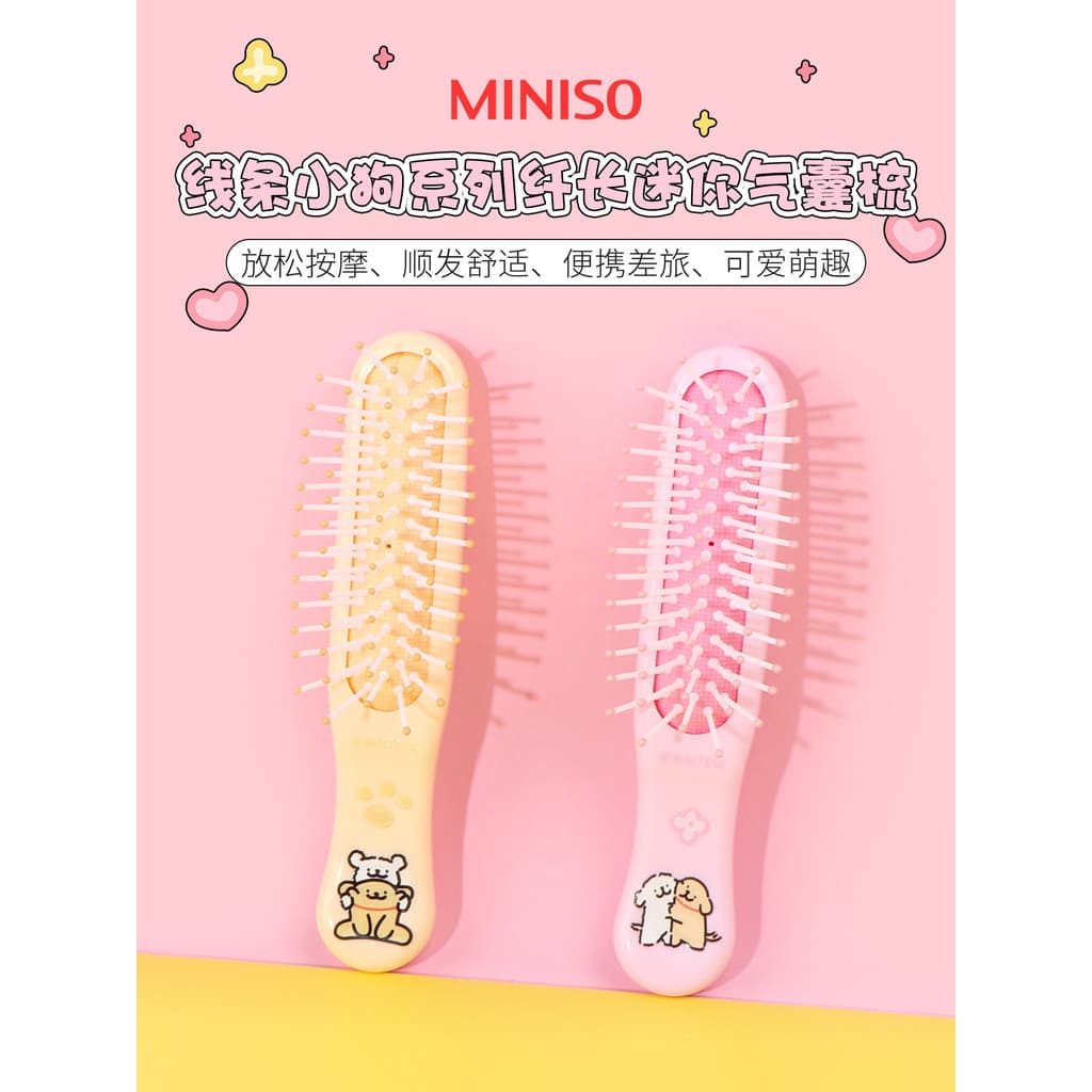Mini miniso miniso linha filhote de cachorro série longo mini almofada de ar pente portátil fofo Airbag massagem pente