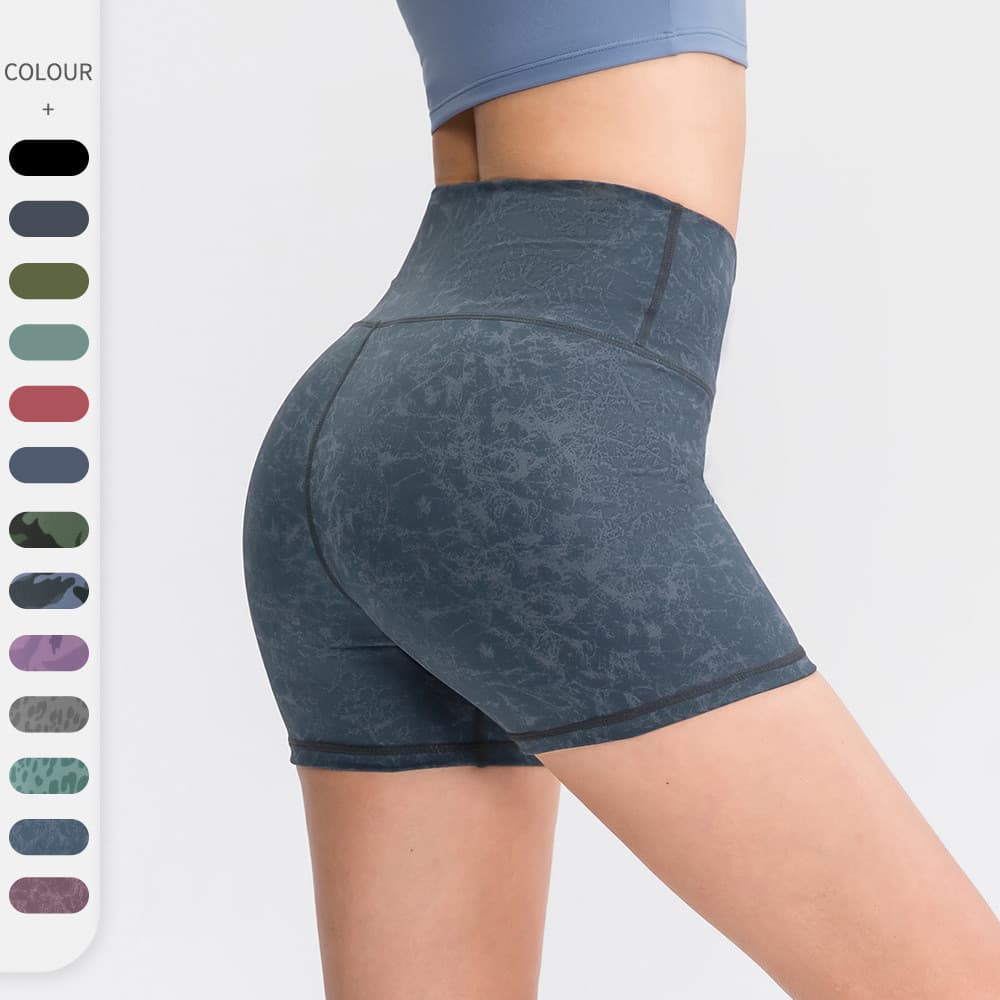 Novo nu Yoga shorts feminino camuflagem impresso estiramento correndo esportes Fitness 3 pontos shorts