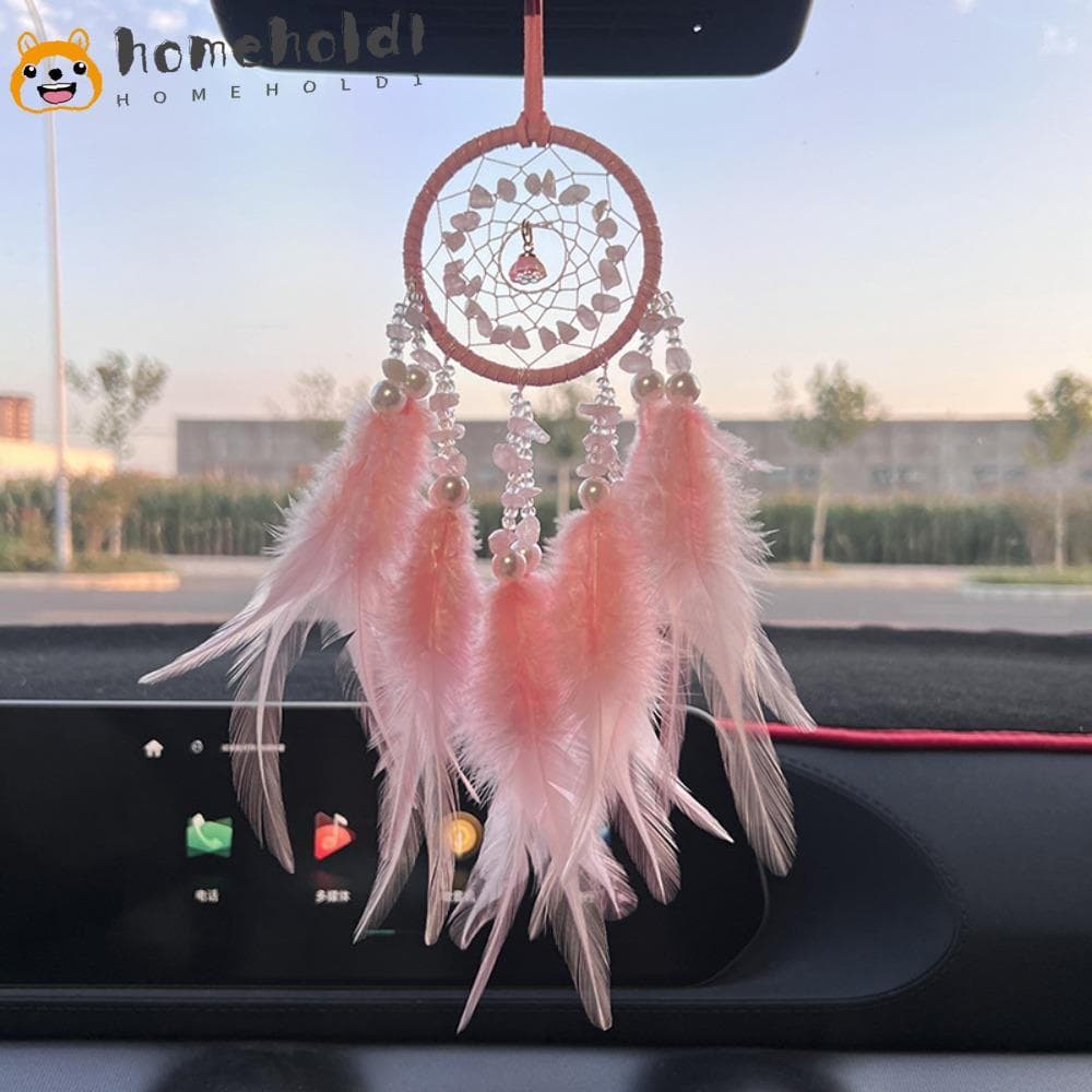 HOMEUVOE Pingente De Espelho De Carro , De Penas De Ornamento Da Sorte Pendurado Mini Apanhador De Sonhos