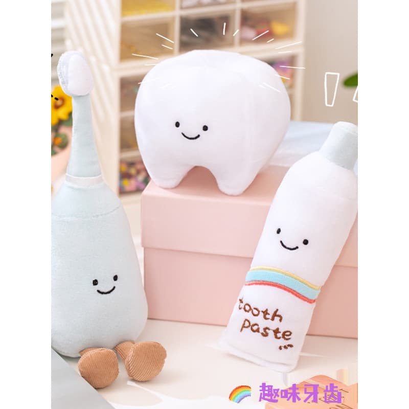 Criativo simulação Oral dentes boneca de pelúcia escova de dentes boneca à prova de traças Popular ciência adereços dos